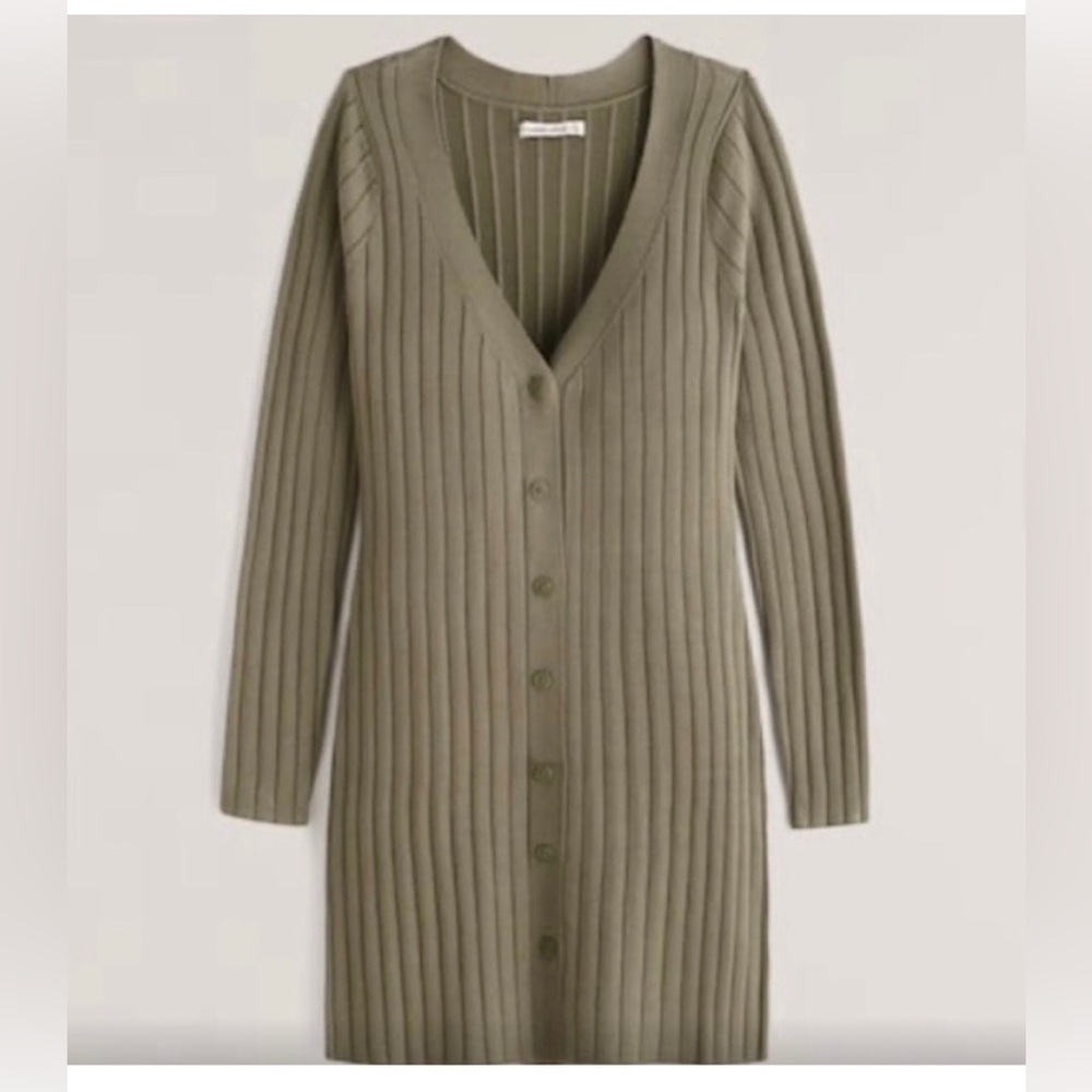 Abercrombie & Fitch Green Button down Sweater Dress